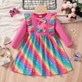 thumbnail image 2 of Popshion Toddler Girls Colorful Dress Casual Mid-length Dress for Spring Fall 2-7 Year, 2 of 6