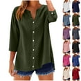 thumbnail image 7 of Chiccall Womens Button Down Shirts 3/4 Length V Neck Shirts Casual Trendy Lightweight Fall Tops Blouse, 7 of 7