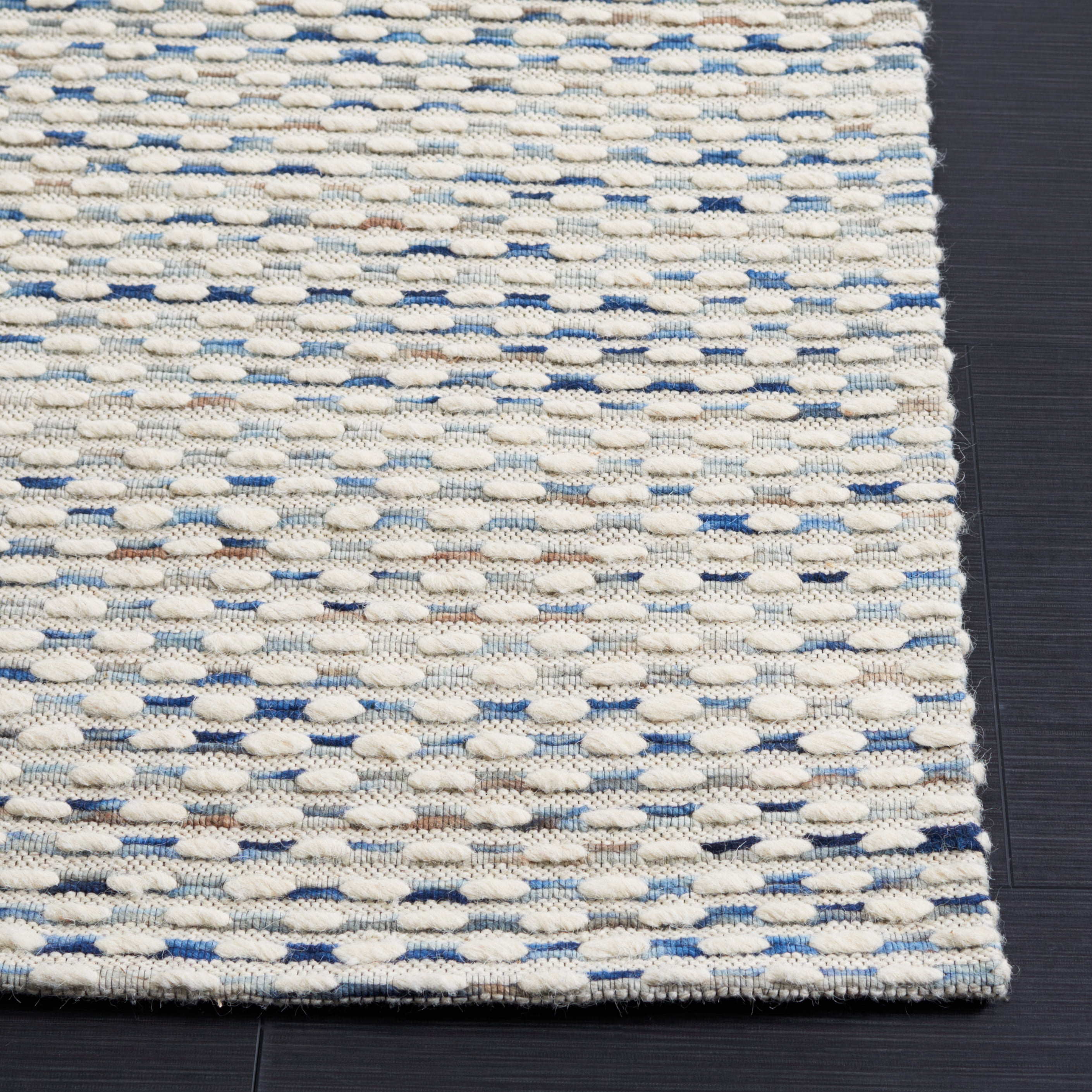 SAFAVIEH Marbella Frederick Striped Area Rug, White/Navy, 6' x 9'