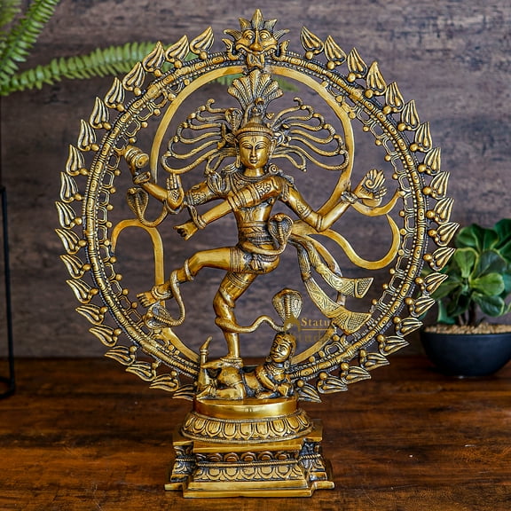 StatueStudio Lord Shiva Dancing Natraja/Natraj Statue Brass Handicrafted Decorative Sculpture