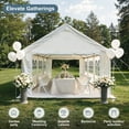 thumbnail image 2 of Patio Canopies, 13'x26' Carport Car Canopy Party Tent Outdoor Gazebo with Removable Sidewalls, Outdoor Gazebo with 2 Ground Tubes, Commercial Tents for Parties Wedding BBQ, White Backyard Canopies, 2 of 5