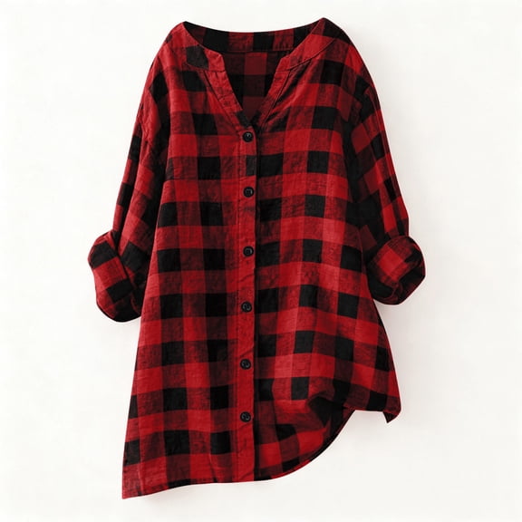 Maplenight Plaid Shirts for Women Lightweight Button Up Shirt Casual Long Sleeve Ladies Summer Tops Blouse