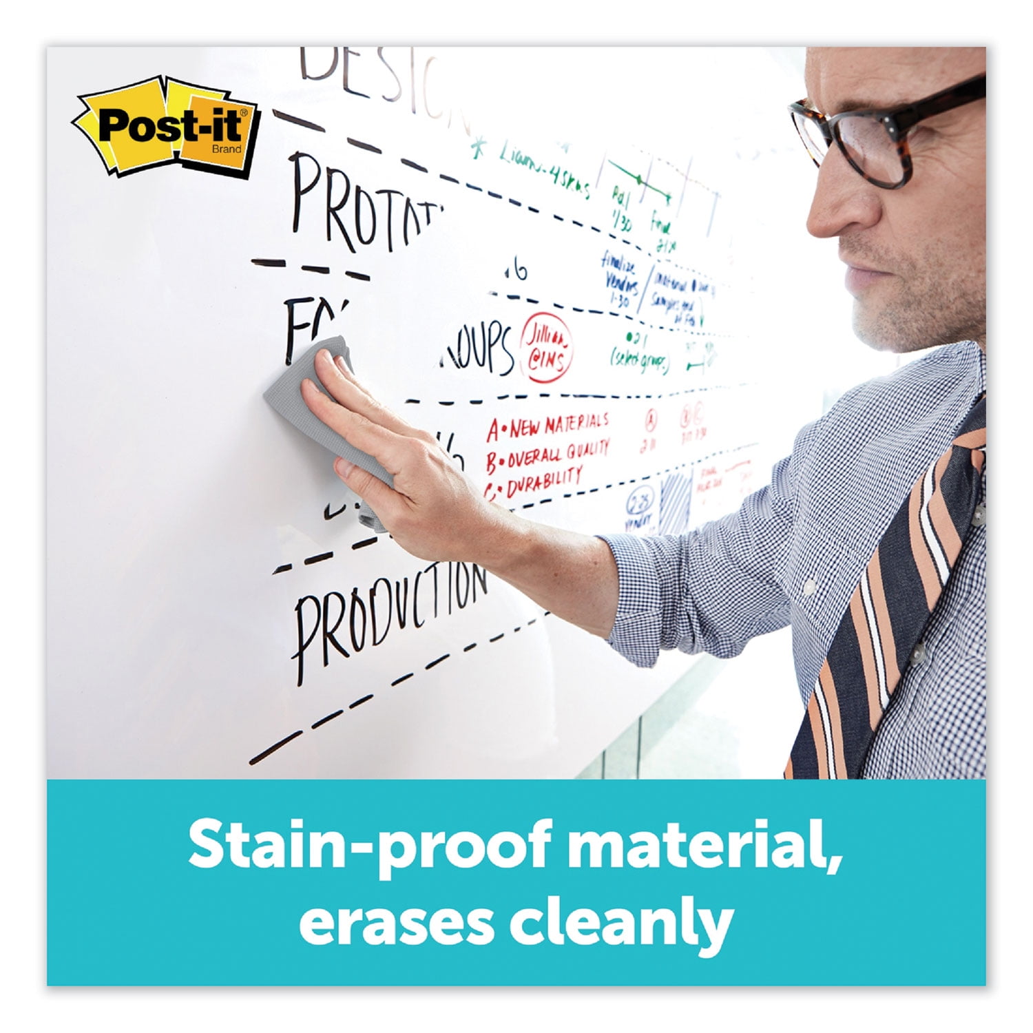 3m/commercial Tape Div. Dry Erase Surface With Adhesive Backing, 72" X 48", White