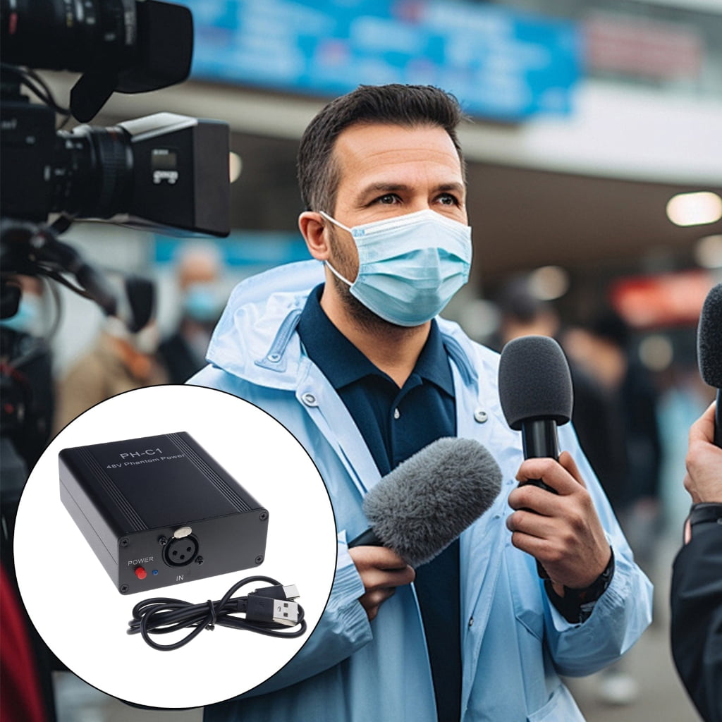 NEXAVKPR Portable Condenser Microphones With 48V Phantoms Power Builts In Rechargeable Battery For Outdoor Recording Podcast Music Studio