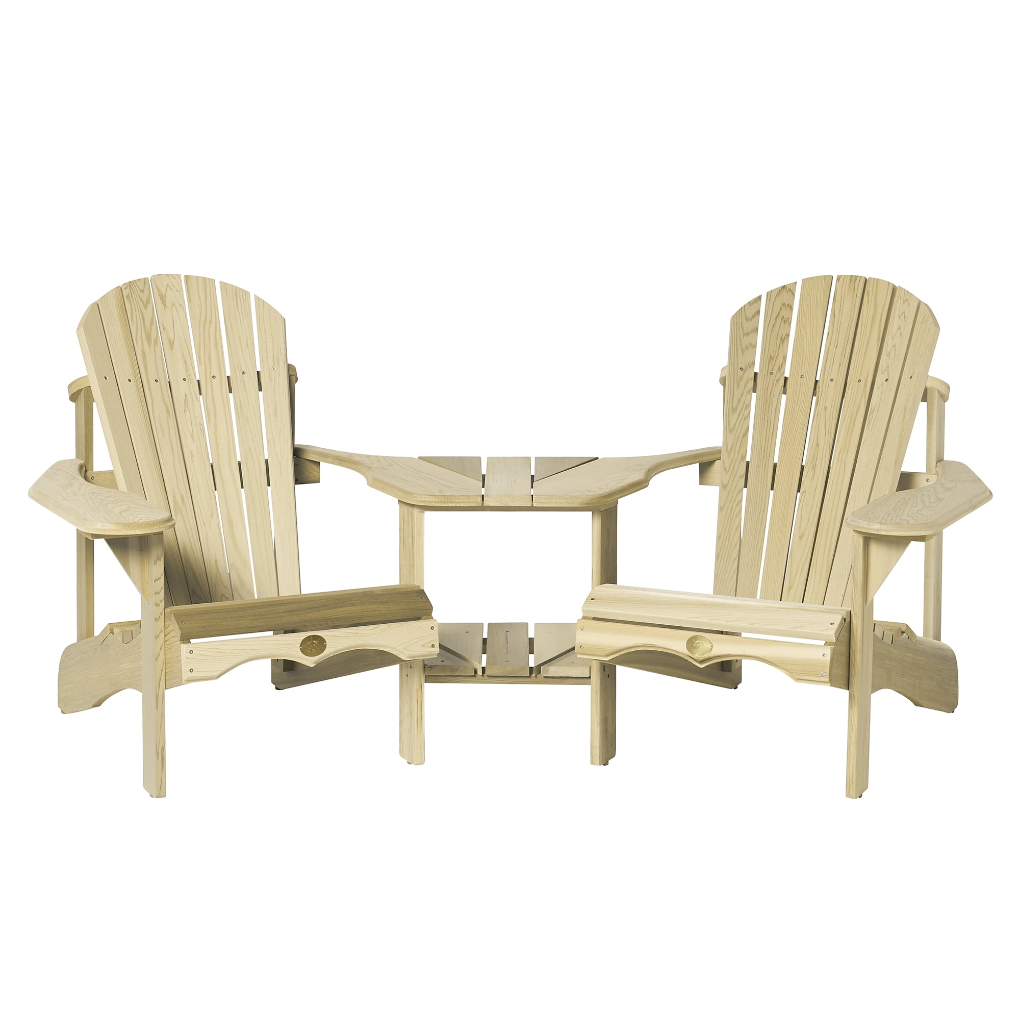 76" Dual Angled White Pine TeteaTete Adirondack Chairs with Connected