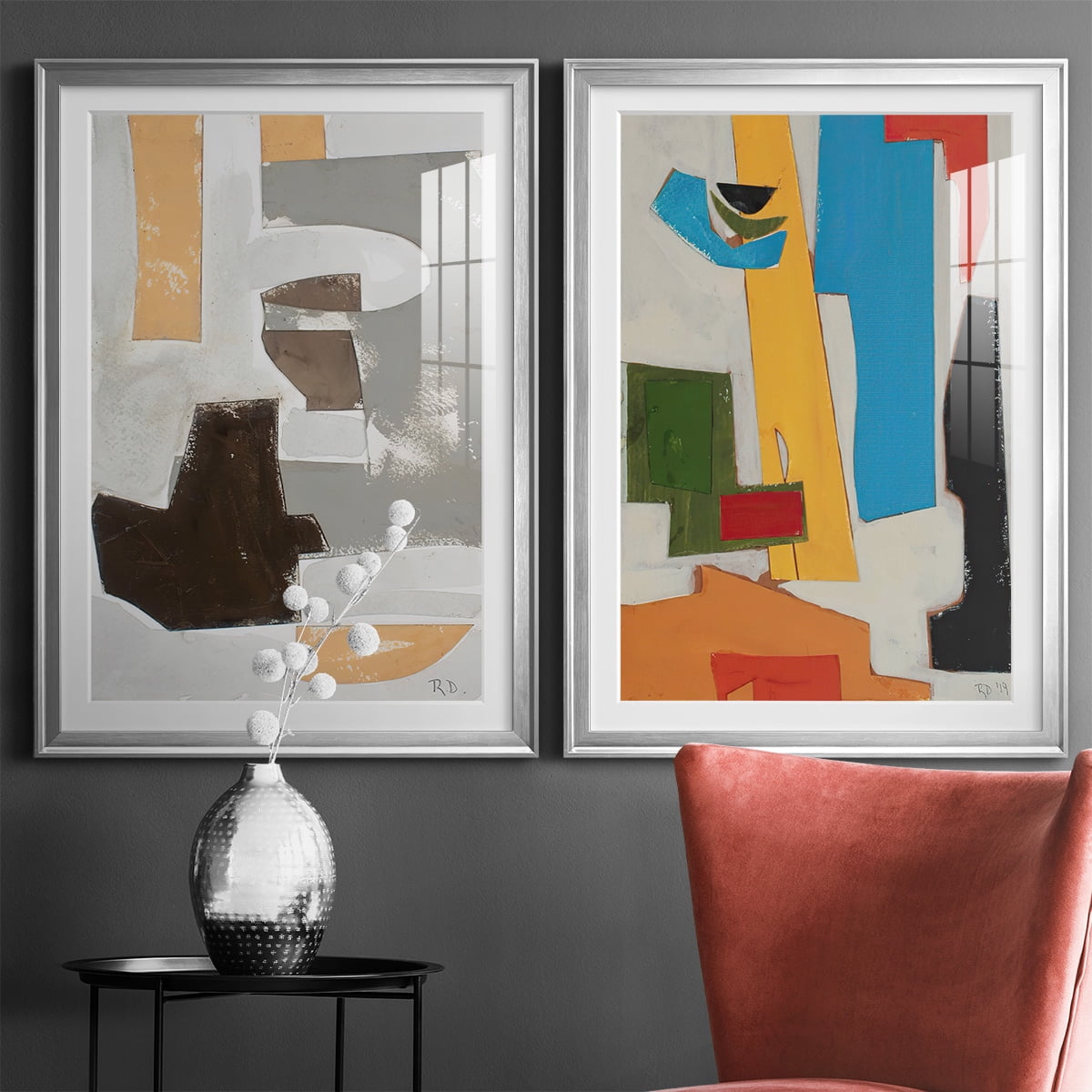 Wexford Home Andalusian Forms III Premium Framed Print, 18.5" x 24.5" - Ready to Hang, Silver (Set of 2)