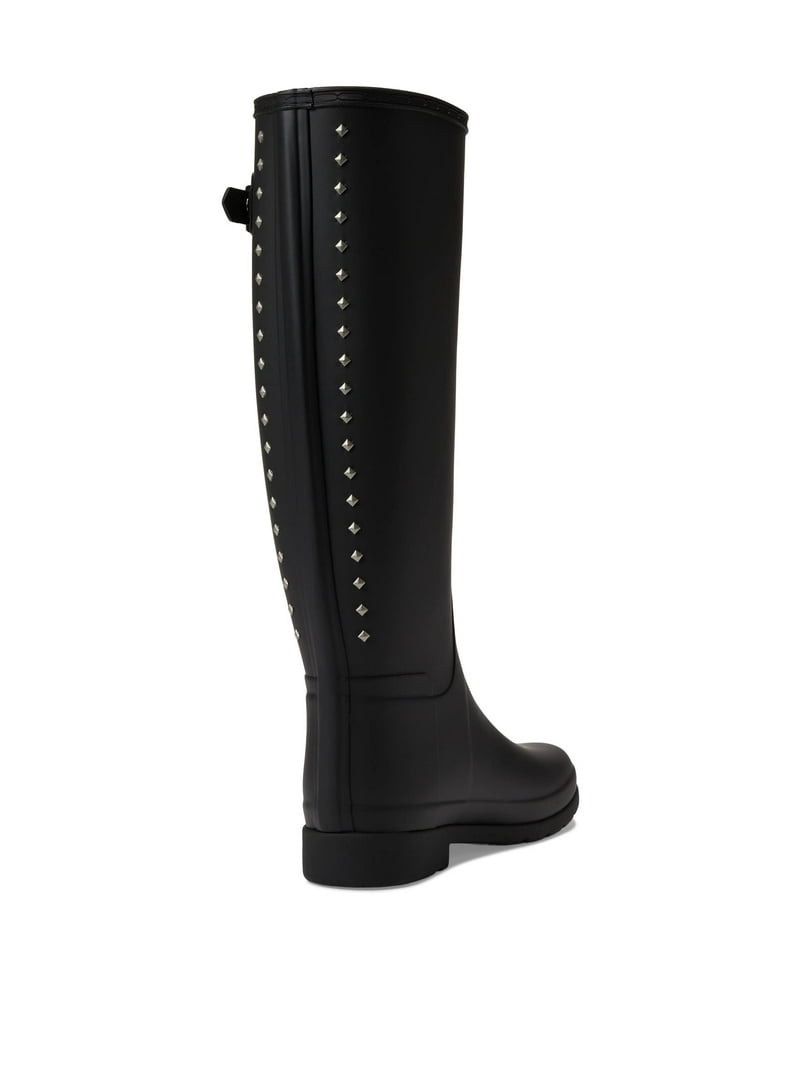 【HUNTER】　Women Ref tall Stud Back Boot Hunter Women's Refined Tall Studded Back Strap Rain Boots, Black