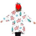 thumbnail image 1 of goowrom Family Cartoon Digital Printing Lamb Wool Warm Hooded Blanket, 1 of 9