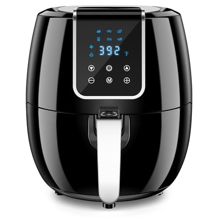 ICONITES 7Qt Air Fryer, 6-in-1 Digital Toaster Ovens with LCD Screen and Non-Stick Fryer Basket, Black
