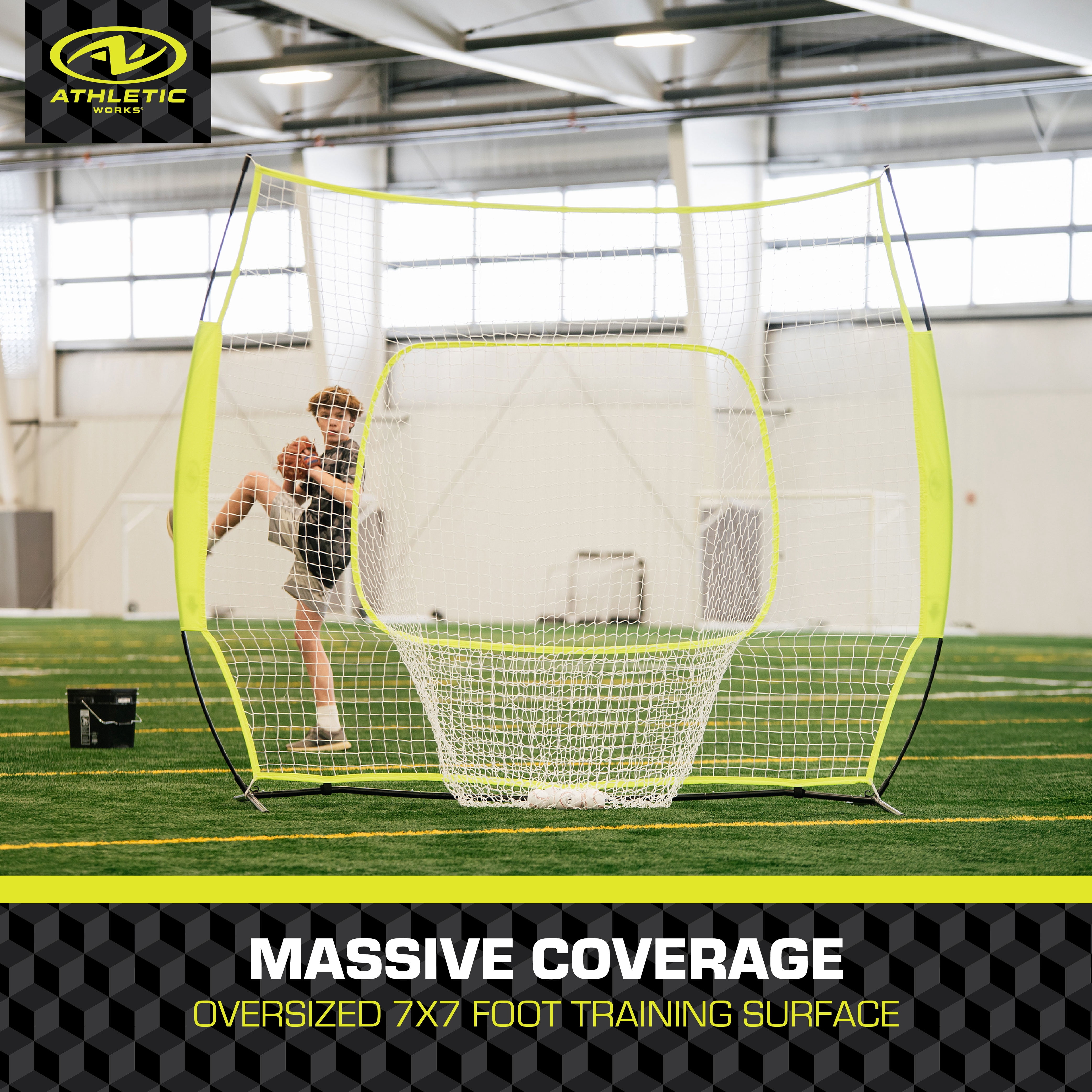 Athletic Works 7 ft. x 7 ft. Hit and Pitch Training Net for Baseball and Softball