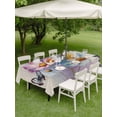 thumbnail image 5 of 60x102 Inch Outdoor Tablecloth with Umbrella Hole Zipper Rectangle Pink Blue Floral Rectangular Tablecloths Outside Waterproof Butterflies Retro Oil Painting Patio Table Cloth Cover for Picnic Party, 5 of 8