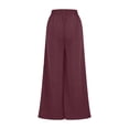 thumbnail image 3 of WREESH Womens Wide Leg Pants Comfortable Casual Lace Fold High Waisted Straight Cylinder Full Length Pants Wine, 3 of 6