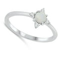 thumbnail image 4 of CHOOSE YOUR COLOR White CZ White Simulated Opal Lucky Star Ring .925 Sterling Silver Band Female Size 10, 4 of 4