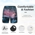 thumbnail image 5 of Sigee Boat Lighthouse Storm Waves Print Mens Swim Trunks with Compression Liner Quick Dry Swim Stretch Beach Shorts with Pockets,S-3XL, 5 of 7