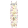 thumbnail image 6 of Toddler Girl Easter Outfit Sleeveless Romper Jumpsuit Bunny Eggs Print Summer Casual One Piece with Pockets 1-6T, 6 of 7