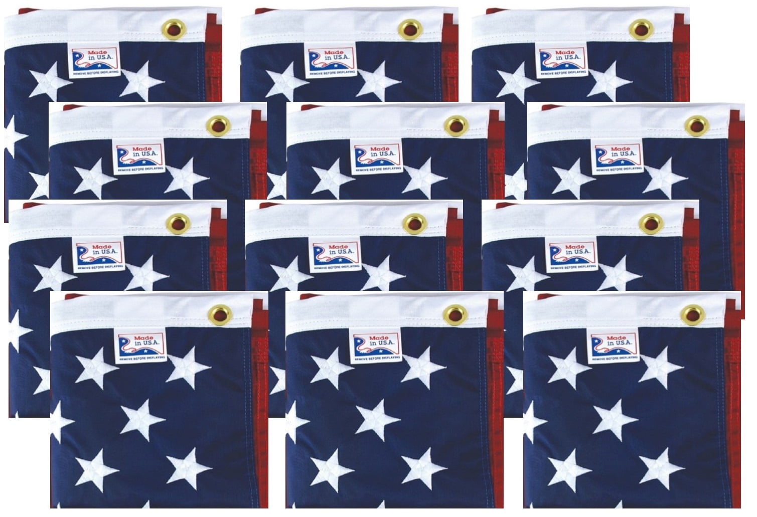 Box of 12 Bulk Wholesale 3x5 Foot Nylon Outdoor American Flags