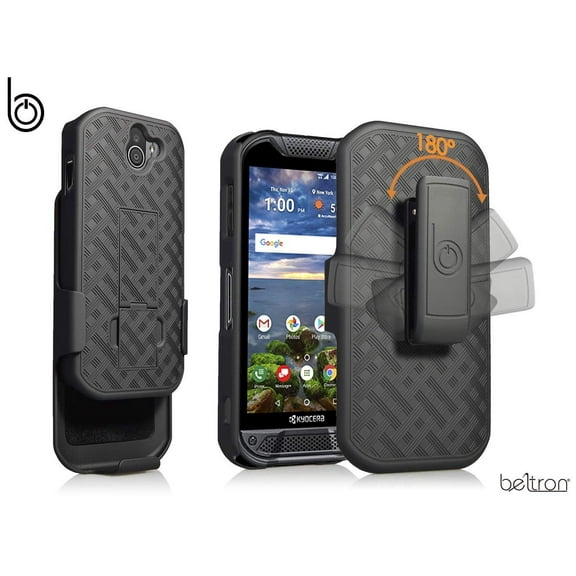 Kyocera DuraForce Pro 2 Case with Belt Clip Holster, Heavy Duty Slim Shell Holster Combo with Built-in Kickstand for Verizon Wireless Kyocera E6900 E6910 Duraforce Pro-2