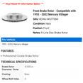 thumbnail image 2 of Front Brake Rotor - Compatible with 1993 - 2002 Mercury Villager 1994 1995 1996 1997 1998 1999 2000 2001, 2 of 2