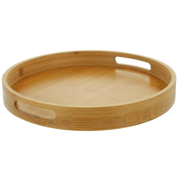 WASHWEPE Multi Purpose Bamboo Serving Tray Beige 1Pcs 11.8X11.8X1.6In