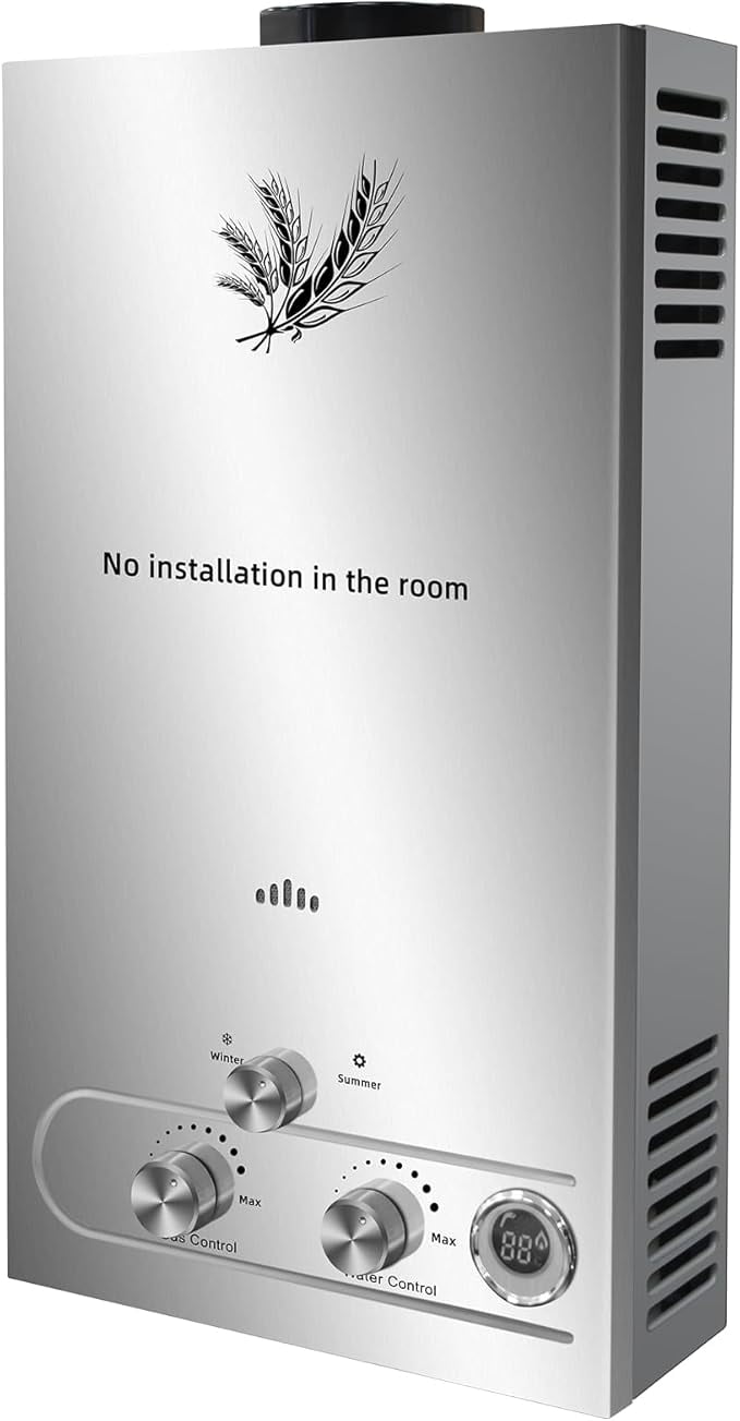 SIHAO Tankless Water Heater 4.3GPM 16L Outdoor Portable Gas Hot Water Heater Instant Propane Water Heater with Digital Display for Camping Trips Boat