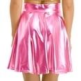 thumbnail image 2 of ZDHoor Women's High Waist Metallic Skirt Shiny Holographic Y2k Party Flared Pleated Skater Skirts Pink S, 2 of 6