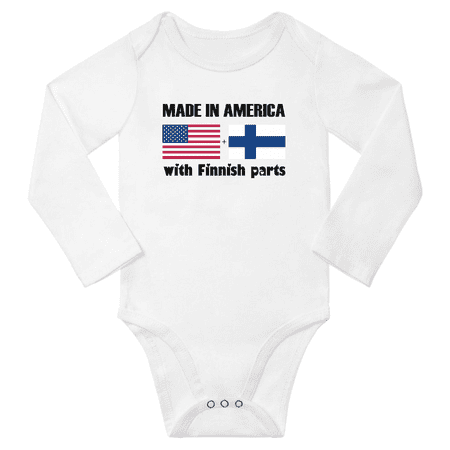 

Made in America With Finnish Parts Baby Long Sleeve Romper (White 12 Months)