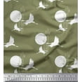 thumbnail image 1 of Soimoi Poly Georgette Fabric Bamboo Tree,Moon & Stork Bird Fabric Prints by Yard 42 Inch Wide, 1 of 3