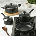 thumbnail image 4 of Basic Essentials 7 Piece Nonstick Aluminum Cookware Pots Pans Set, Black, 4 of 9