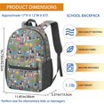 thumbnail image 3 of Boston Terrier and Sun Gray Pattern 17" Waterproof Oxford School Backpacks for Teens, S-Shape Padded Straps, for School, Travel, Hiking, Camping, 3 of 5