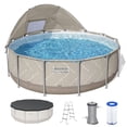 thumbnail image 1 of Bestway Steel Pro MAX 13'x42" Metal Frame Above Ground Pool, Canopy, Pump, Ladder, & Cover, 1 of 8