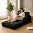 thumbnail image 3 of Convertible Folding Sofa Bed with Back Support, Portable Chair for Living Room Bedroom, Black, 3 of 9