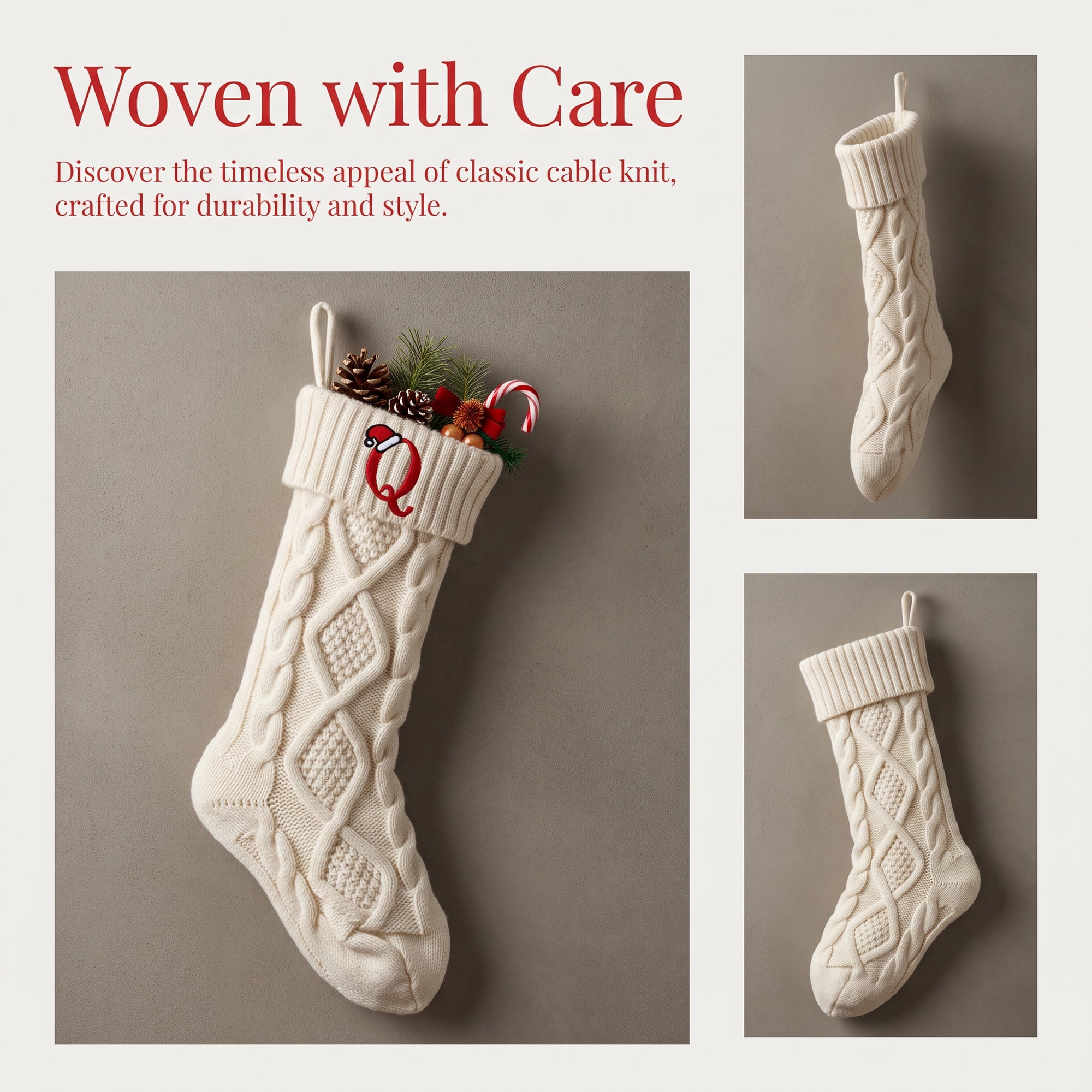 Unique Bargains Canine Bone Christmas Stocking Luxury Puppy Holiday Keepsake Sack Letter Q 17"