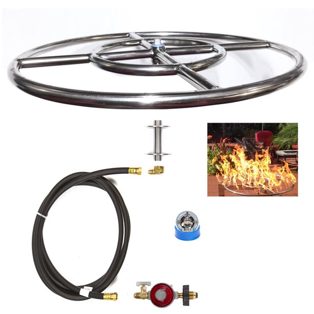Fr24ck Complete 24 Basic Propane Fire Pit Kit And 316 Stainless Steel Fire Ring Walmart Com Walmart Com
