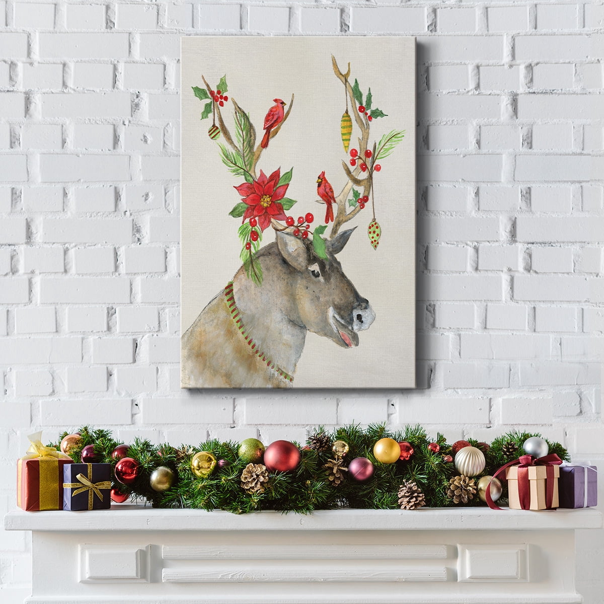 Playful Reindeer I- Gallery Wrapped Canvas