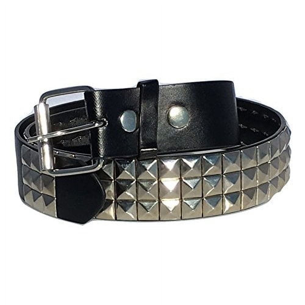 Dangerous Threads Black Studded Belt- 1 1/2 - Nickel Pyramid Studs