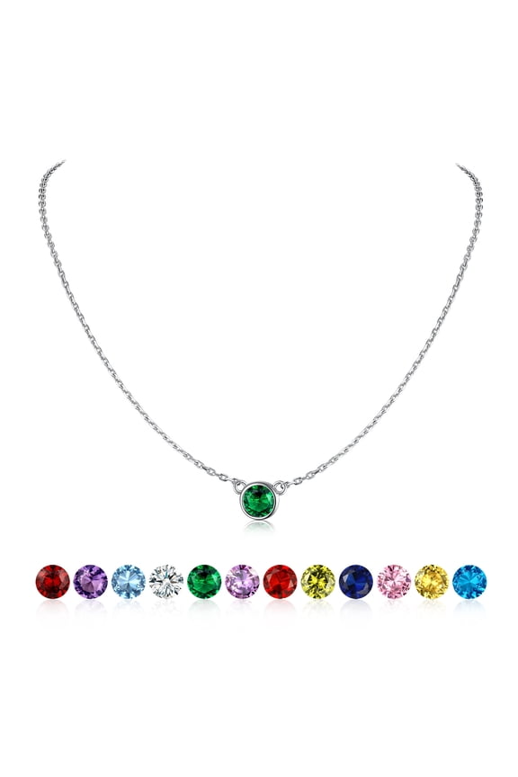 Birthstone Necklace 925 Sterling Silver Choker Necklaces for Women Round Emerald May Gemstone Necklaces for Daughter Birthday Anniversary Gift