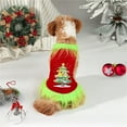 EYIIYE Dog Christmas Costume Christmas Tree Print Plush Patchwork Cat