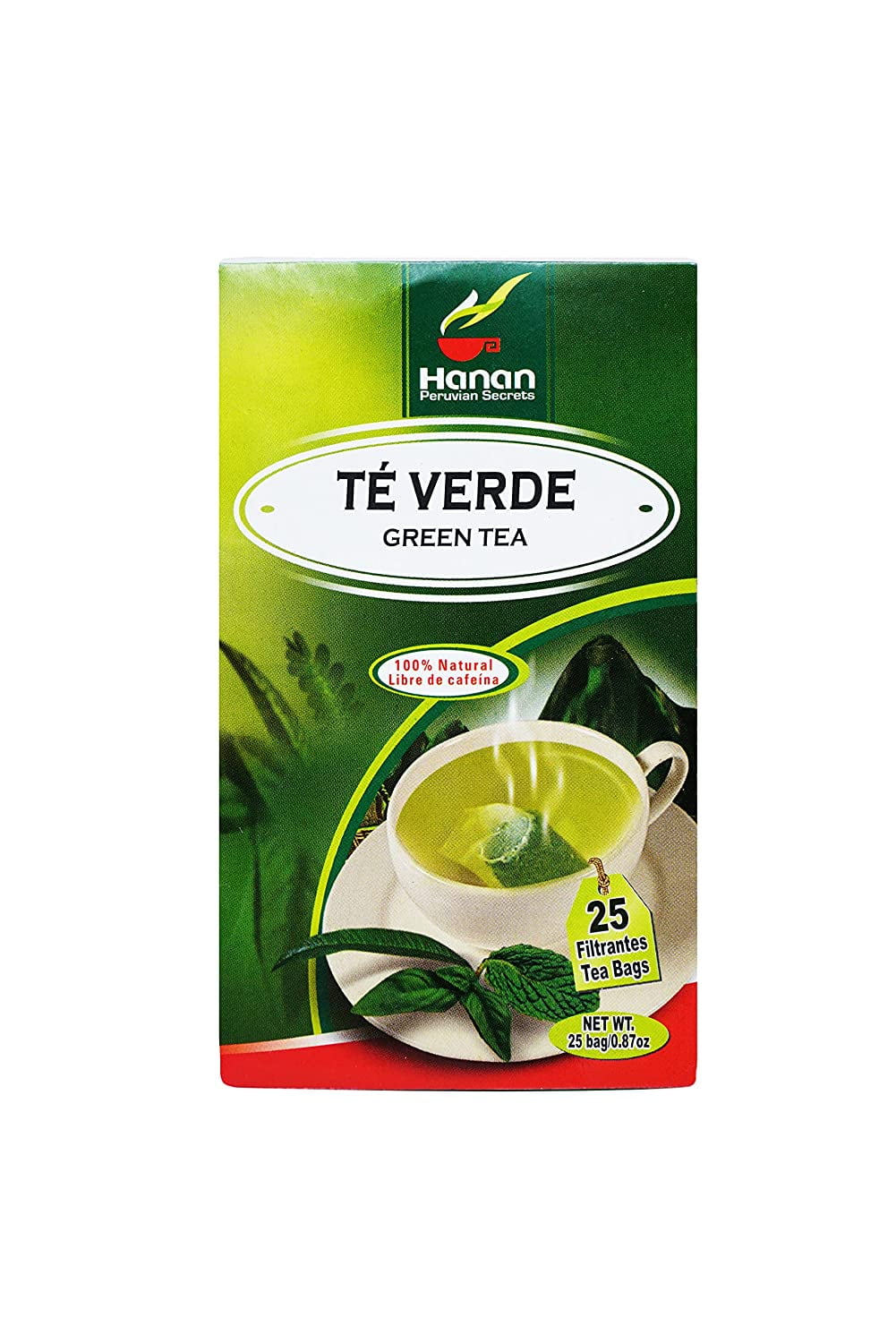 Hanan Peruvian Secrets Te Verde| 100% Natural Green Tea | 25 Tea Bags| Aids in Maintaining Healthy Cholesterol Levels| Promotes Proper Digestion of Fats - 3 Pack