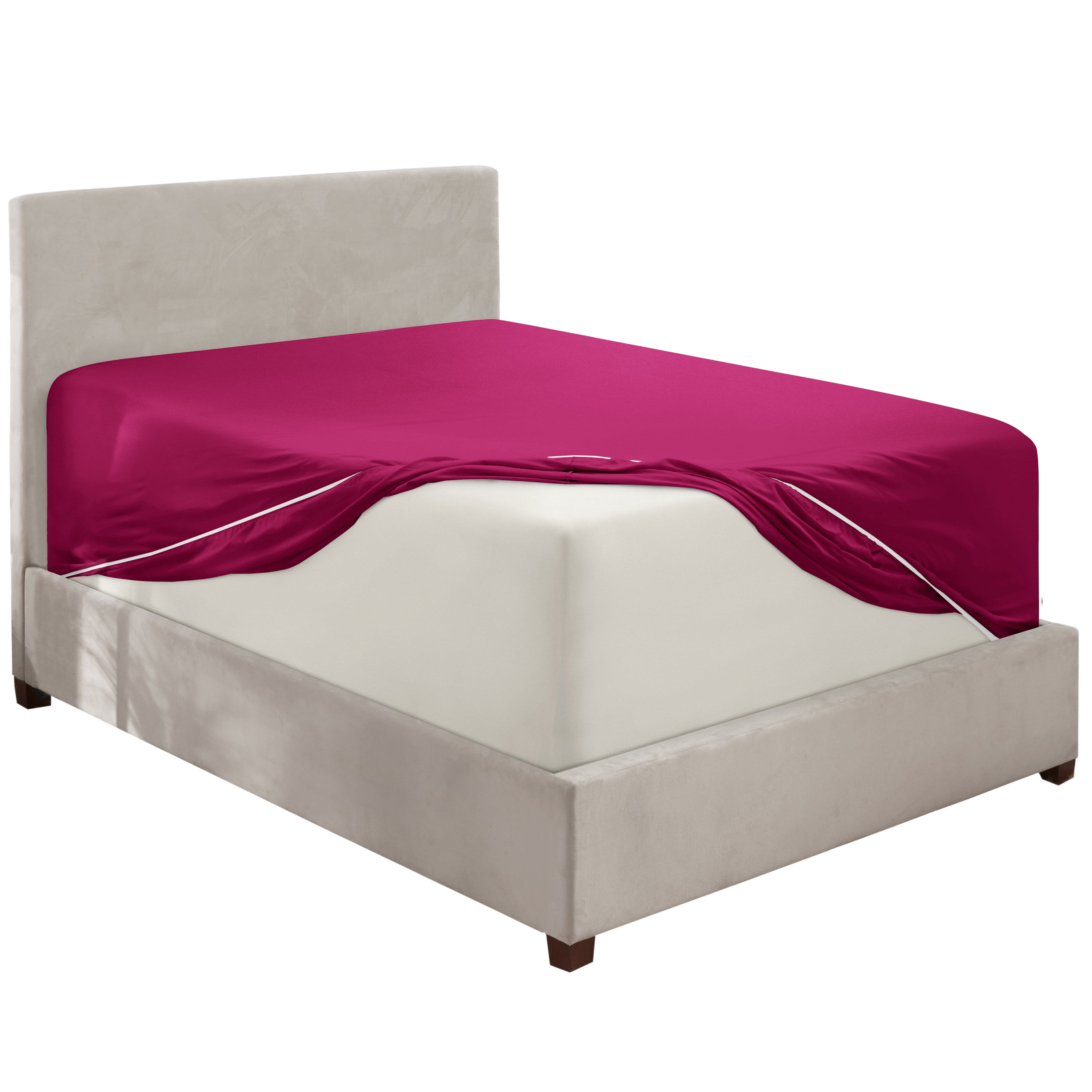 Clara Clark 18" - 21" Extra Deep Pocket Fitted Sheet, Fits High Profile Mattresses with Toppers, Premium 1800 Collection Double Brushed Soft Microfiber, Full Size, Magenta