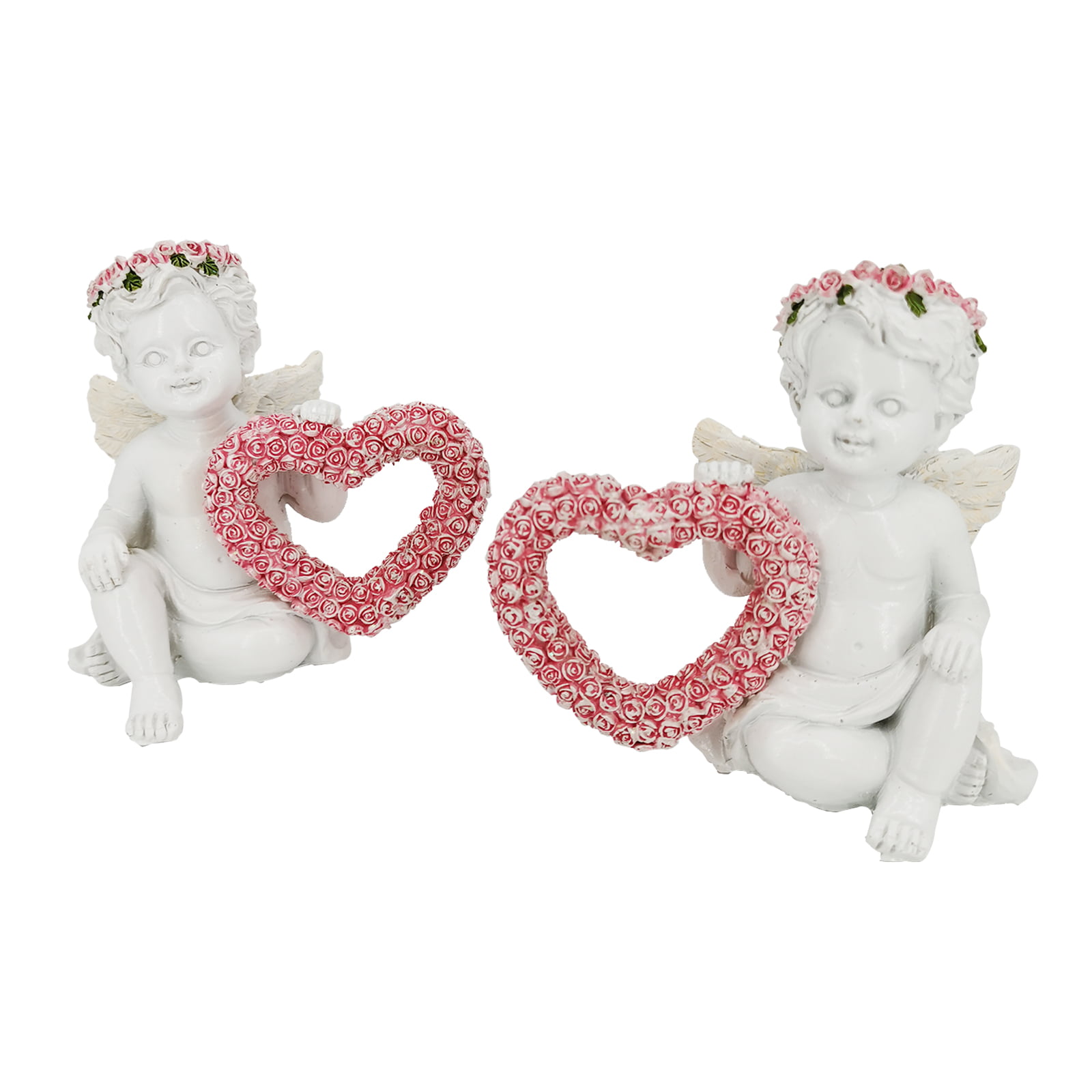 Cute Cherubs Angels Ornament Gift Love Heart Rose Figurine Statue Home Decor 