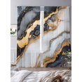 thumbnail image 4 of Black Golden Marble Semi Sheer Curtains 84 Inch Length 2 Panels Set, Modern Ink Painted Abstract Sheer Kitchen Curtain Privacy Voile Window Curtain for Living Room Bedroom Rod Pocket Drapes, 4 of 7