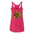 thumbnail image 3 of Sunflower Animal Print Fashion Tri-Blend Racerback Tank Top, Shocking Pink, Small, 3 of 5