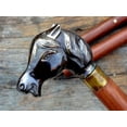thumbnail image 6 of Premium Head Wooden Walking Cane Stick | Beautiful Horse Silver, Gold, Antique Head | Rosewood Shaft Brass Inlaid, 6 of 9