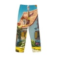 thumbnail image 3 of Vsdgher Cozy Cartoon Backyard Print Mens Pajama Pants Sleep & Lounge Pants, PJ Bottoms With elastic waistb and Pockets, 3 of 5