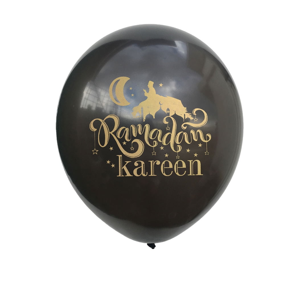 10pcs Gold Black Eid Mubarak Balloon Hajj Mubarak Latex Party