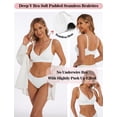 thumbnail image 2 of Sujetador en V profundo, de corte bajo, sexy, para mujer, acolchado, cómodo, alisado, inalámbrico, sujetador de levantamiento, bralette sin costuras, blanco, M, 2 of 5