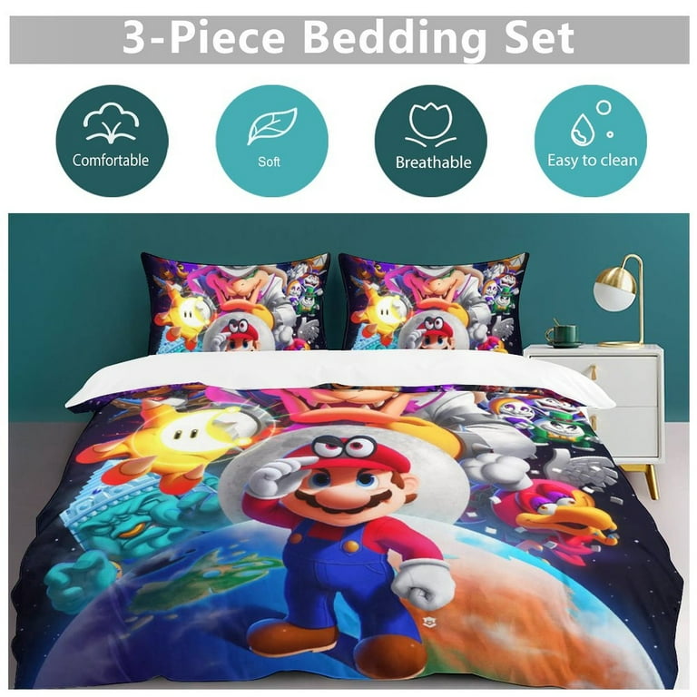 Super Mario Odyssey 3 Piece Bedding Sets Decor Comforter Sets With One Duvet Cover Two Pillowcases Walmart
