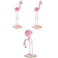 thumbnail image 1 of 3x Resina Flamingo Figurilla Escultura en Miniatura Base de Vidrio Mesa de Soporte, 1 of 3