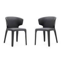 Manhattan Comfort Conrad 17.3" Faux Leather Dining Chair in Gray (Set of 2)