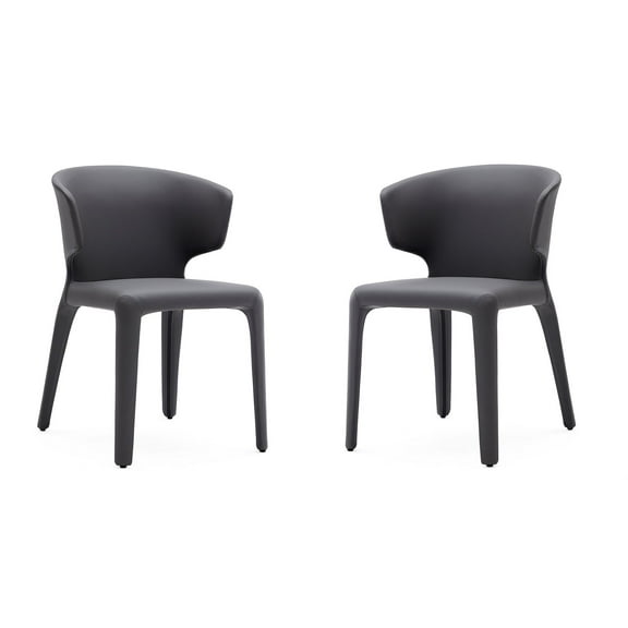 Manhattan Comfort Conrad 17.3" Faux Leather Dining Chair in Gray (Set of 2)